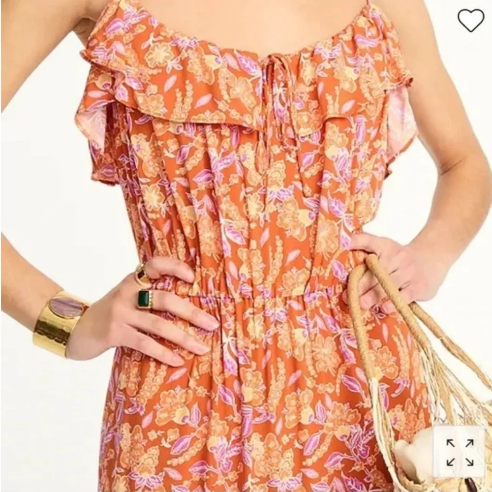 J. Crew Tiered Floral Orange Maxi Dress. Size S. NWT. - Picture 4 of 12